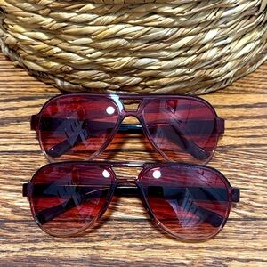 Red Tinted Aviator Sunglasses - Set of 2